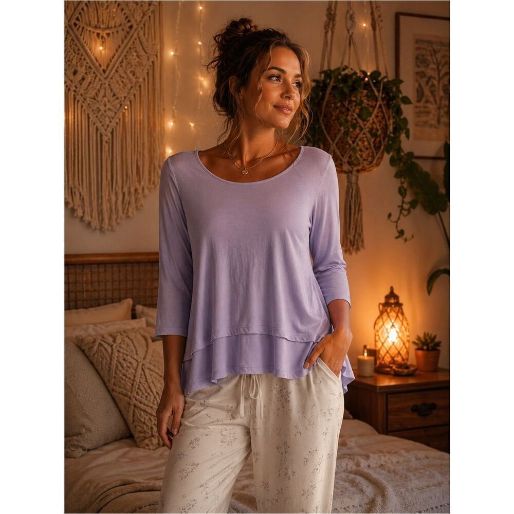 J Jill Pure Jill Elliptical Layered Top in Lavender size XS